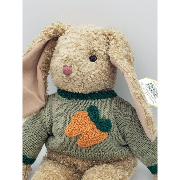Vtg 1991 TY Curly Brown Bunny Rabbit Plush 16" NOS Carrots Green Sweater Tags - Picture 2 of 10